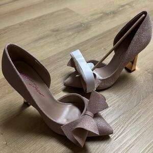 Betsey Johnson Sparkling Pink Heels with Bow